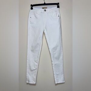Democracy Women Sz 2 White Skinny Jeans Stretch Denim Elastic Waist Classic Pant